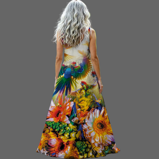 “Rosella Rising” Women’s Sleeveless Maxi Dress