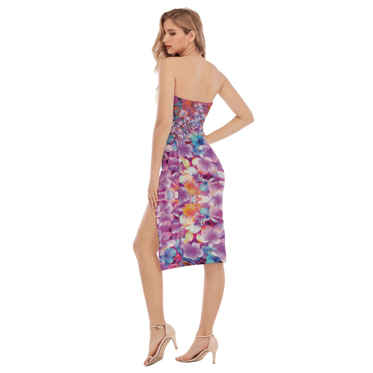 “Flutterby” Women's Side Split Tube Top Dress