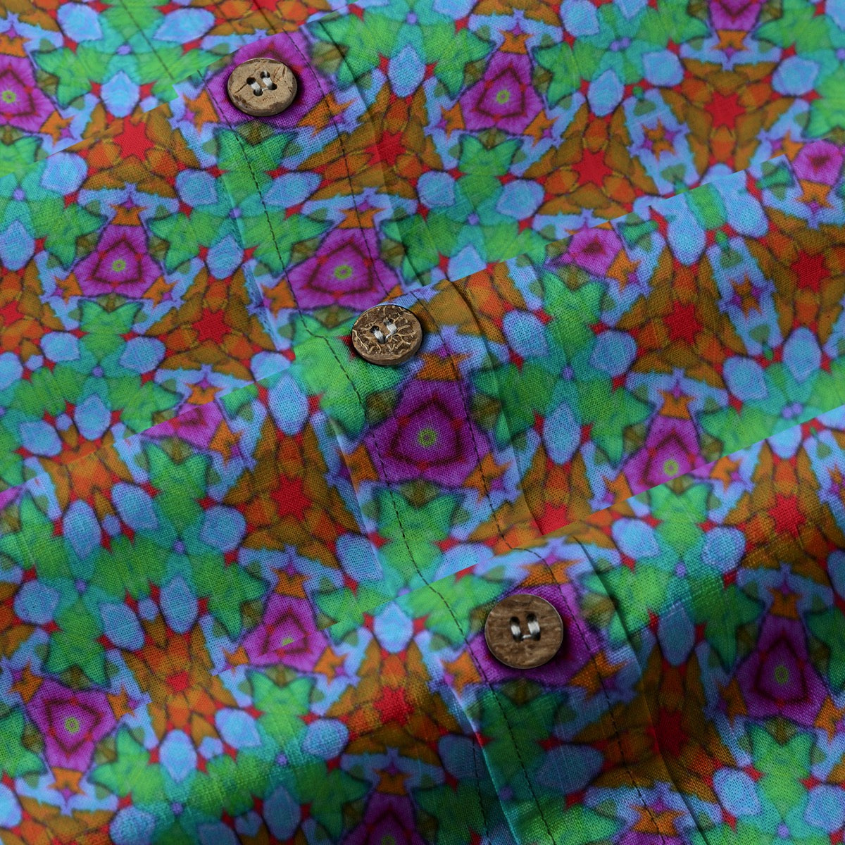 “Fuchsia Fractal” Men's Breathable Cotton Shirt|125GSM