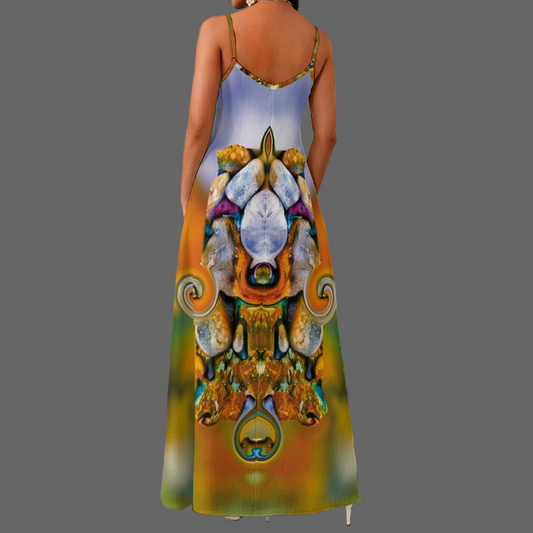 “River Stones” Women's Elegant V-Neck Maxi Dress