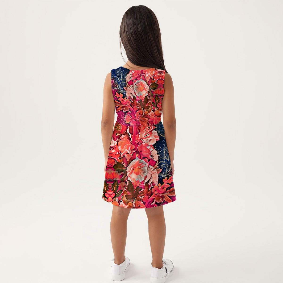 “Celestial bloom” Girls Sleeveless A-Line Dress