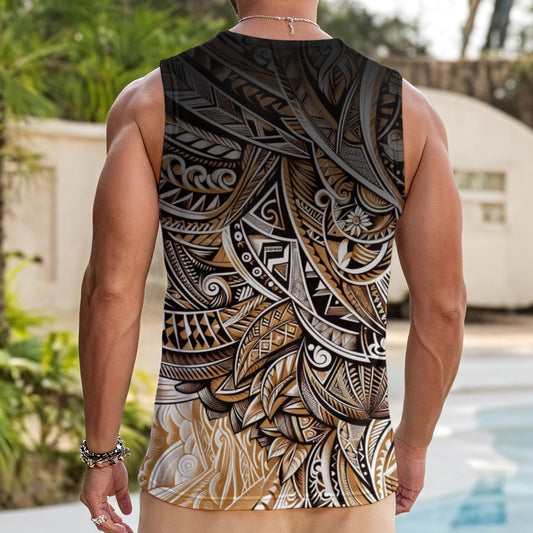 “Earthen Echoes” Men's Tank Top With Drawstring