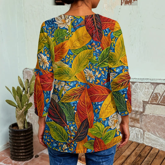 “Botanical Rhapsody” Women's Faux Sweater Cardigan