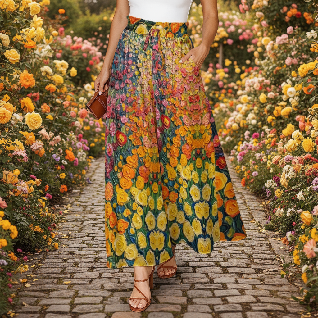 “Floriana” Women's Ruffled Wide-Leg Pants