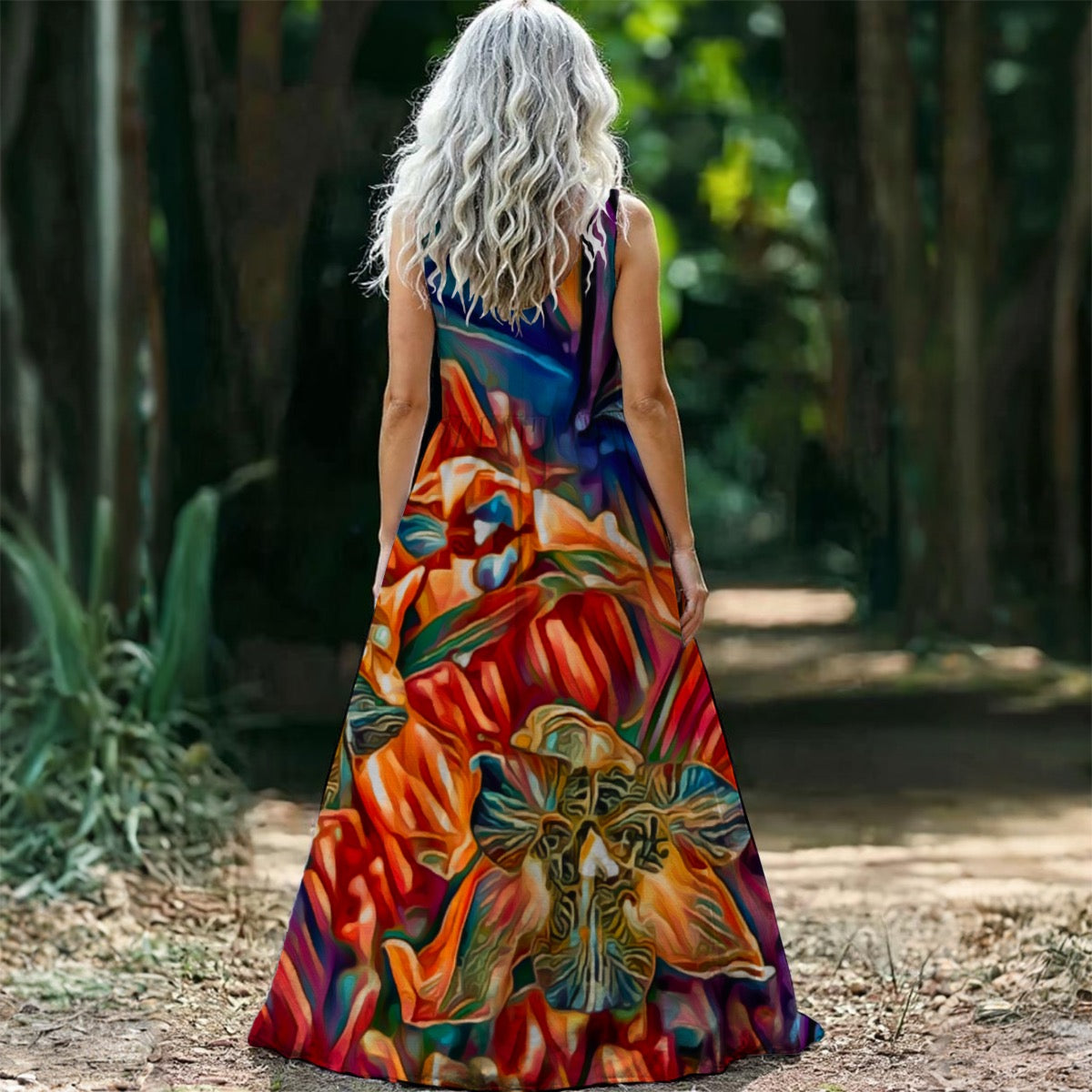 “Orchid Flame” Women’s Sleeveless Maxi Dress