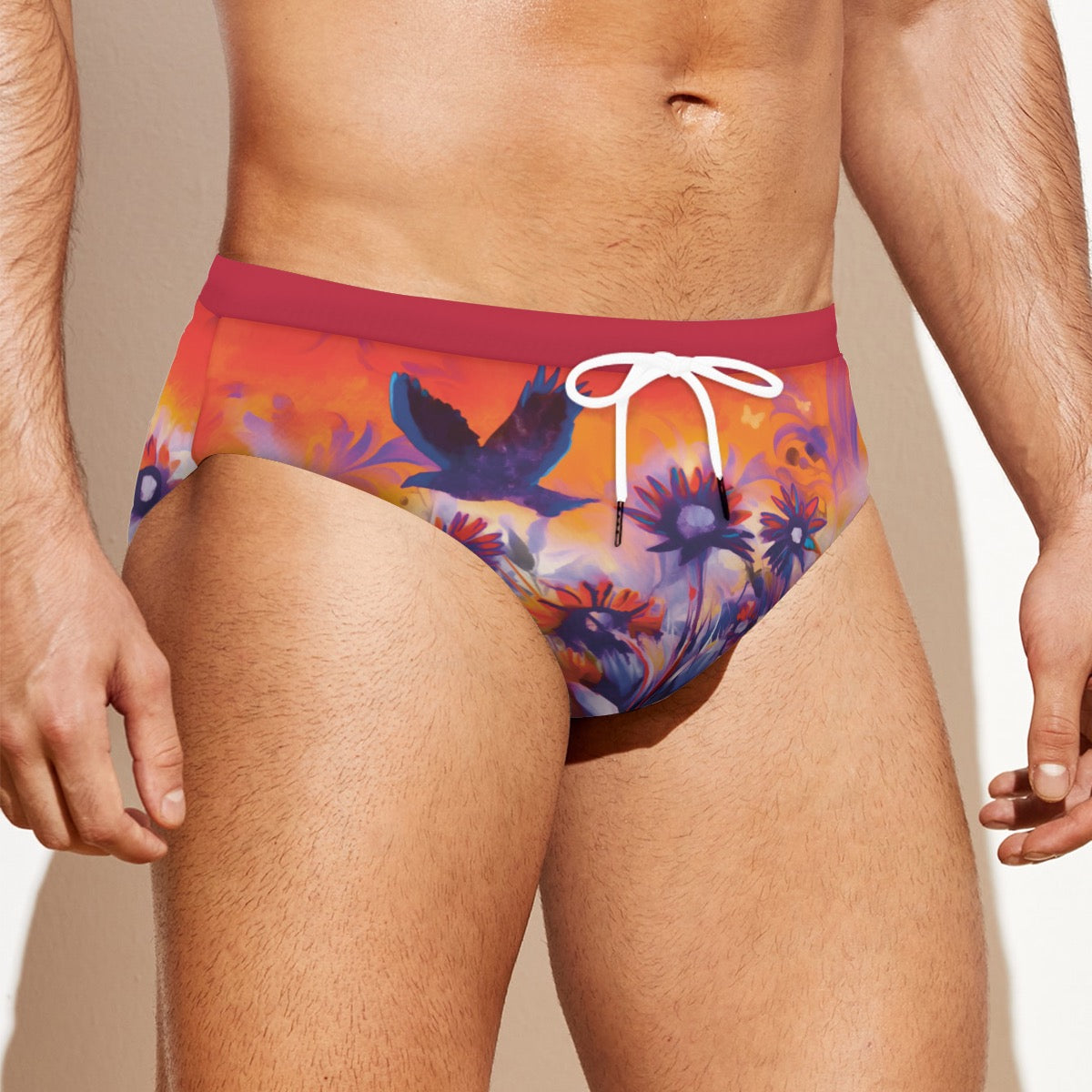 “Sunset Flight” Men'S Drawstring Swim Briefs
