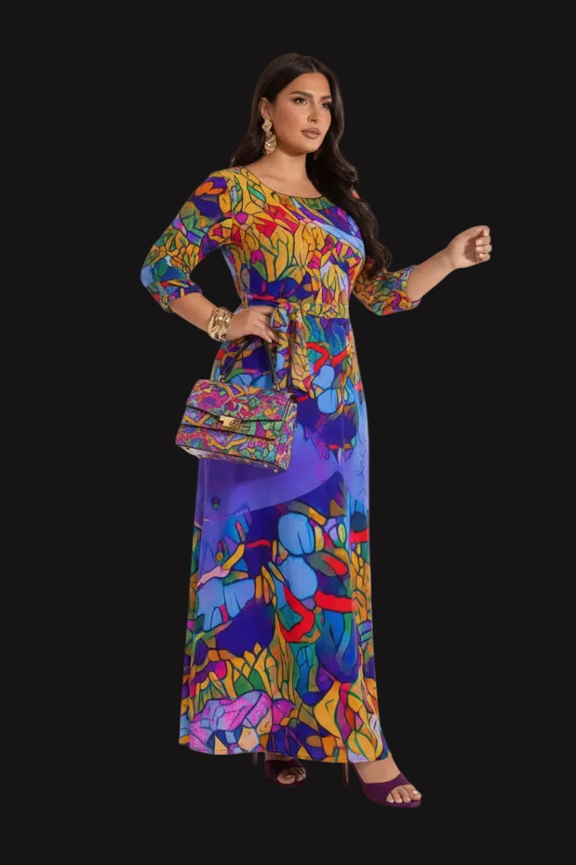 “Cerulean Spectrum Gown”.Women’s Maxi Dress|Plus Size