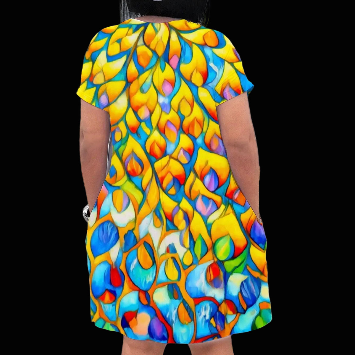 “Prism” Women'S V Neck Short Sleeve Dress|Plus Size