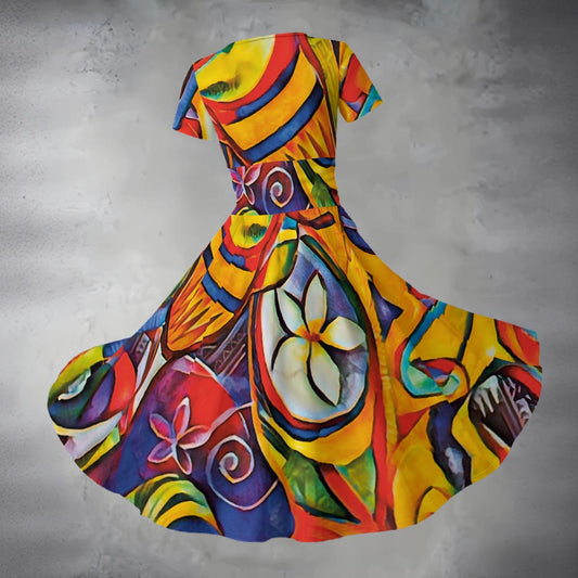 “Sassy” Women's Short Sleeve V Neck Midi Dress