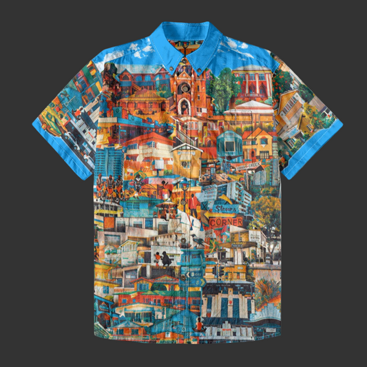 “Southside Brizvegas” (Blue) Men's Breathable Cotton Shirt|125GSM