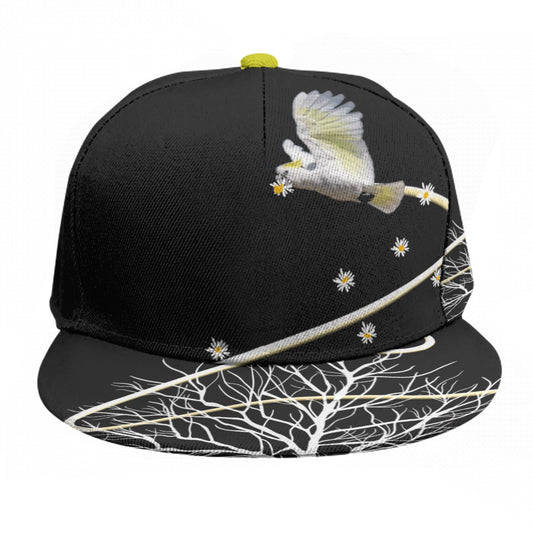 “Cockatoo Daisies” Baseball Cap With Flat Brim