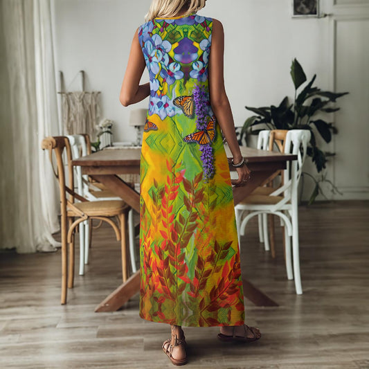 “Springtime” Women's V-Neck Long Dress