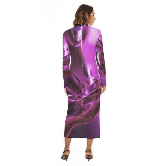 “Glass Wave” Fuchsia : All-Over Print Women's Hip Dress