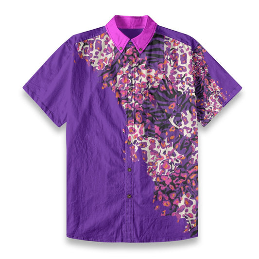 “Berry Crush Pink Collar” Men's Breathable Cotton Shirt|125GSM