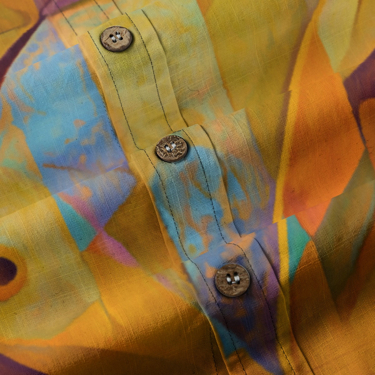 “Aqua Landscape” Men's Breathable Cotton Shirt|125GSM