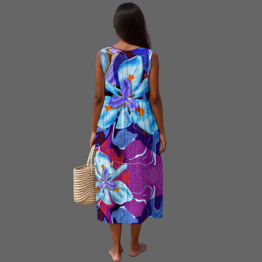 “The Blue Dietes” Sleeveless Dress|125GSM Slub Cotton