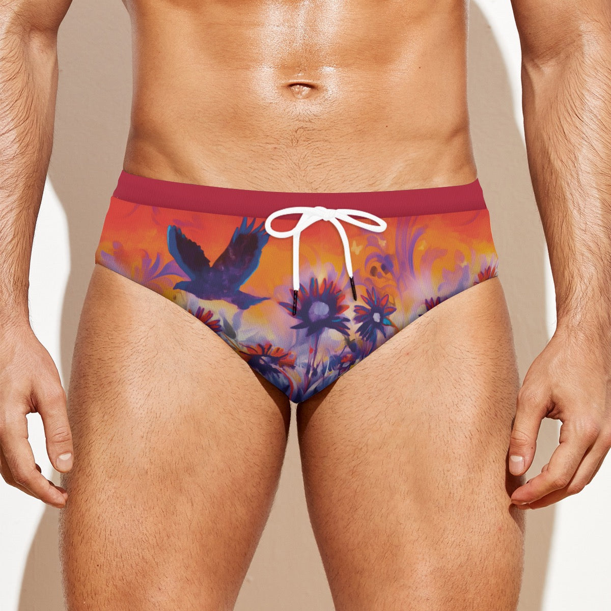 “Sunset Flight” Men'S Drawstring Swim Briefs