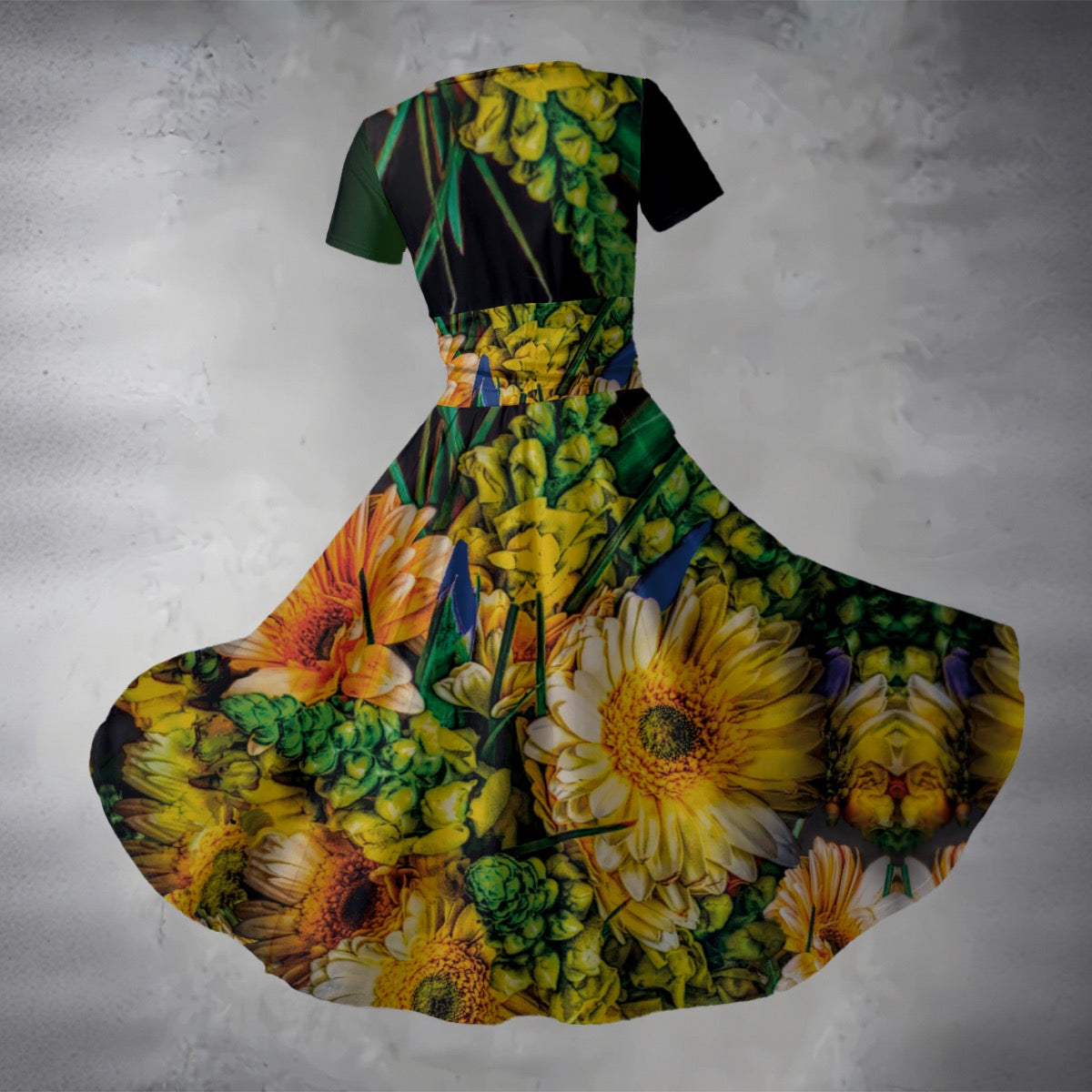 “Bouquet” Women's Short Sleeve V Neck Midi Dress