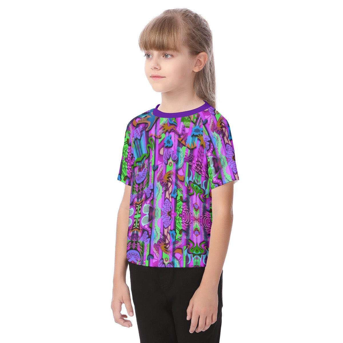 “Labyrinth”: Purple Kid's Raglan Sleeve T-shirt