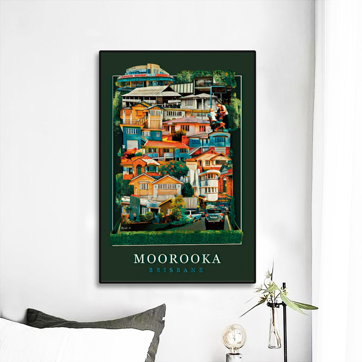 Black Frame Mural Poster of Brisbane Suburb Moorooka.