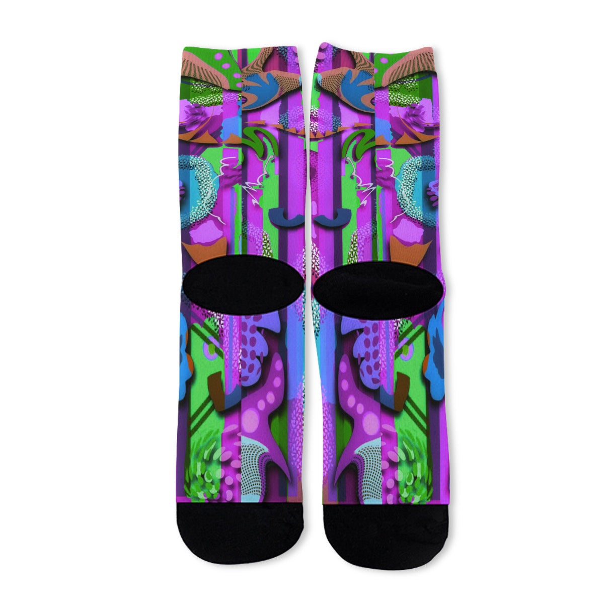 “Labyrinth “ : Purple Unisex Long Socks