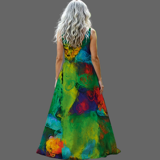 “Verdant Dream” Women’s Sleeveless Maxi Dress