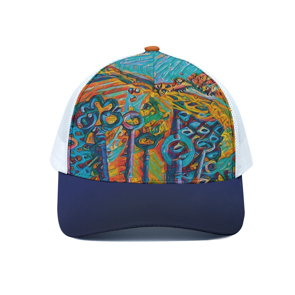 “Peregian” Unisex Trucker Hat With White Half-mesh