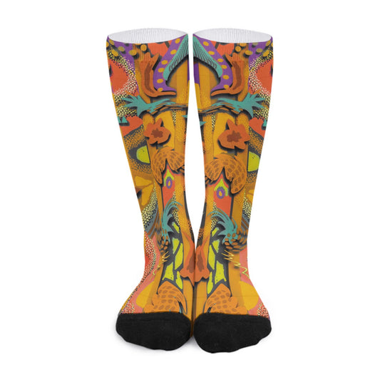 “Labyrinth “ : Mustard Unisex Long Socks