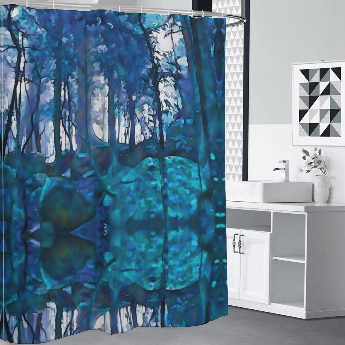 “Blue Forest” Shower Curtains.