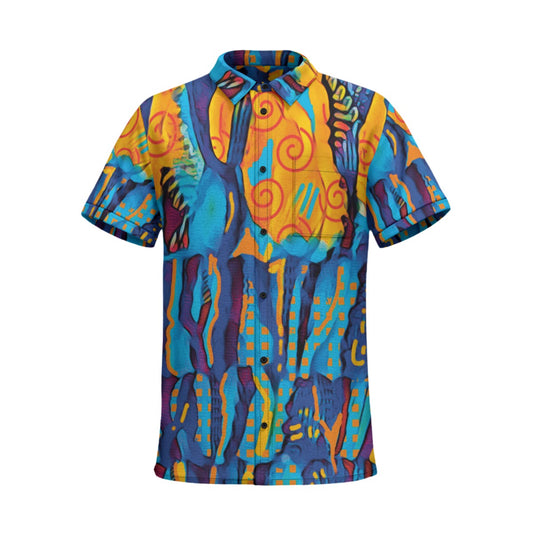 “Oceanic” Men's Business Collared Shirt With Pocket|115GSM Cotton poplin