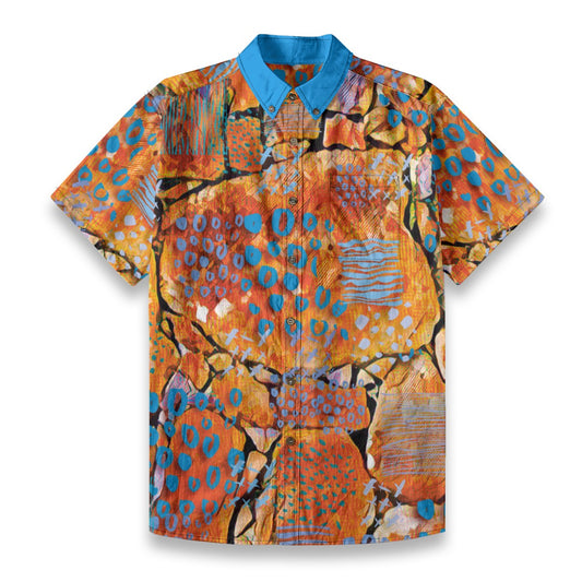“Azure Canyon” Men's Breathable Cotton Shirt|125GSM