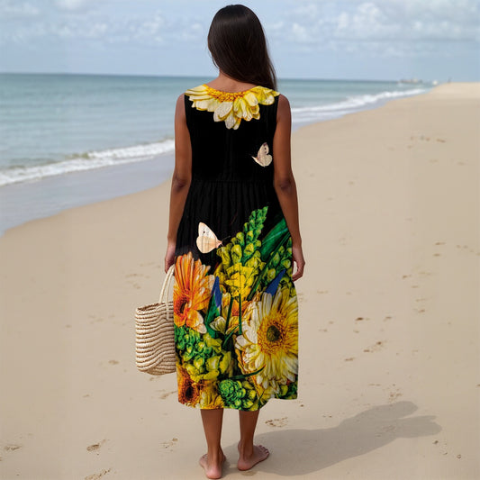 “Butterfly Bouquet”Women's Sleeveless Dress