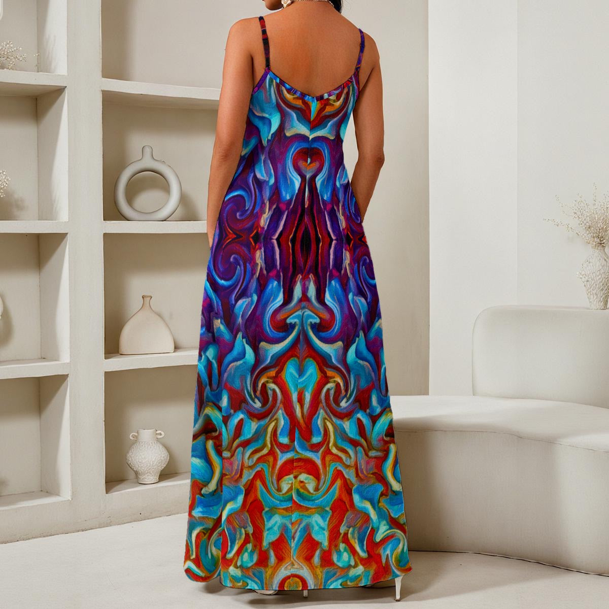 “Aurora Flare” Women's Elegant V-Neck Maxi Dress