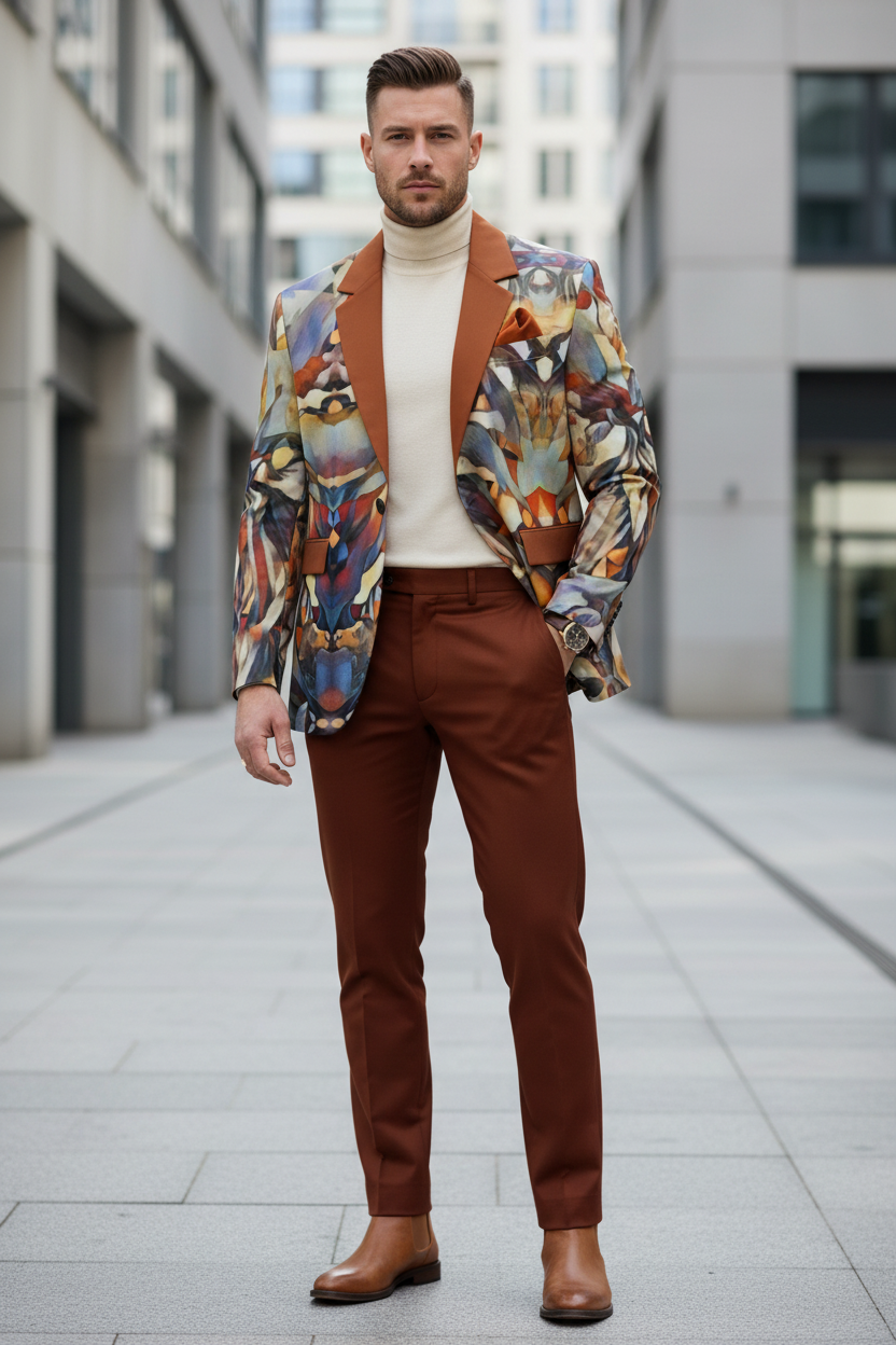 “Outback Hues” Men's Casual Flat Lapel Collar Blazer | 245GSM Cotton