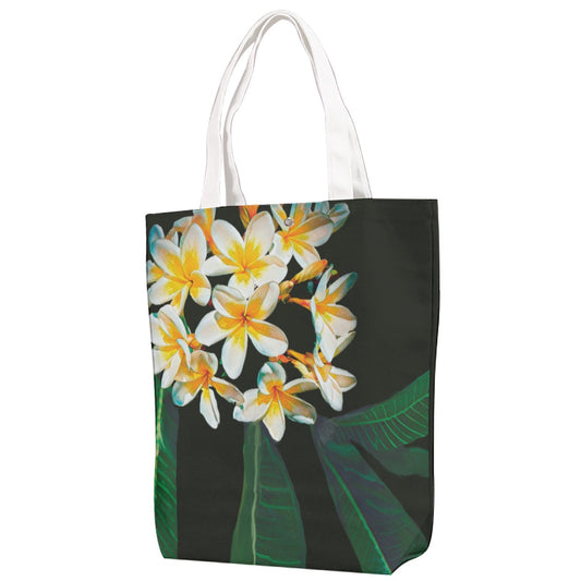 āFrangipani Blackā Canvas Bag With Shoulder Strap
