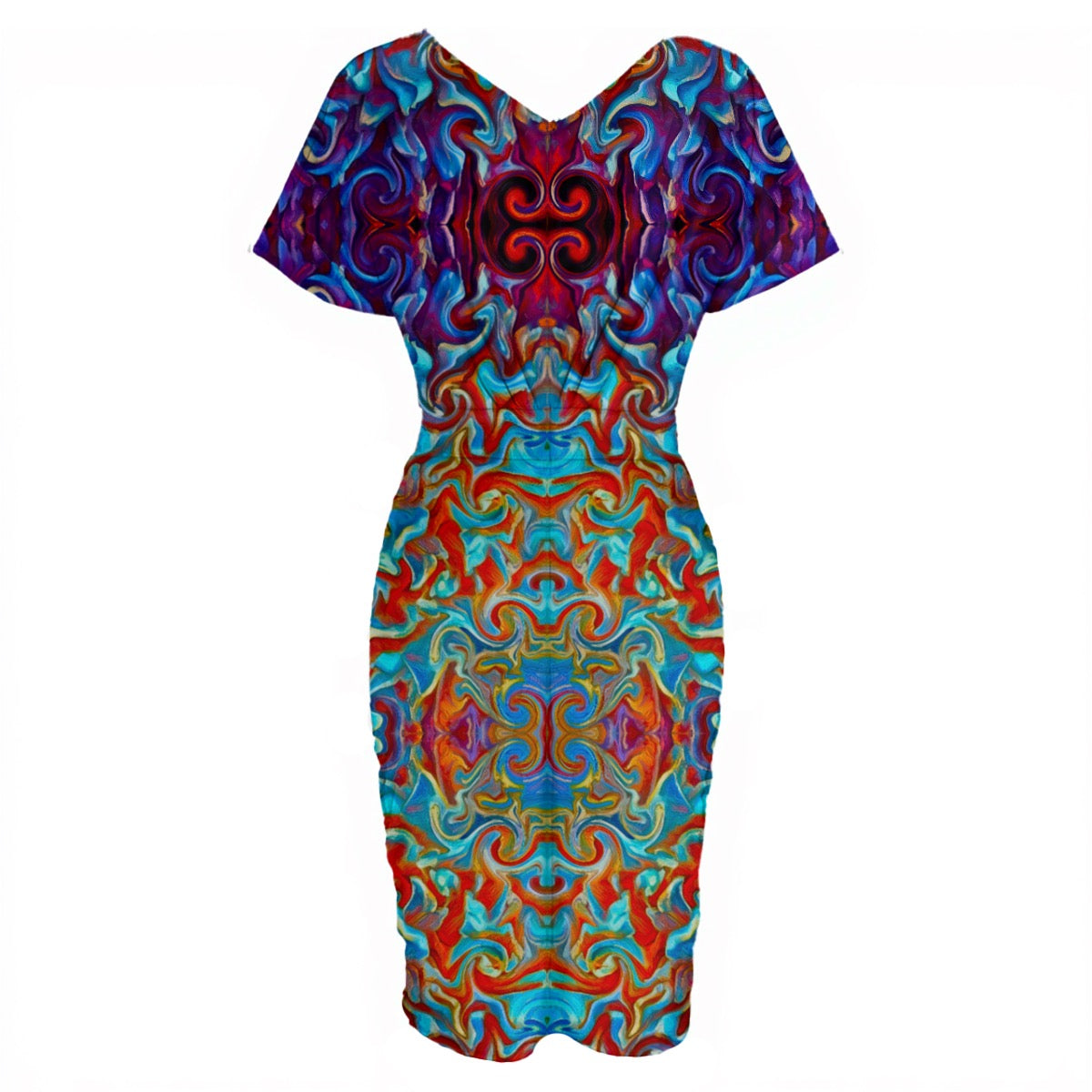 “Aurora Flare” Women's V-neck pleated dress