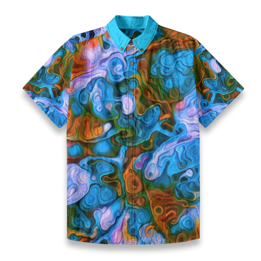“Marbled Tide” Men's Breathable Cotton Shirt|125GSM