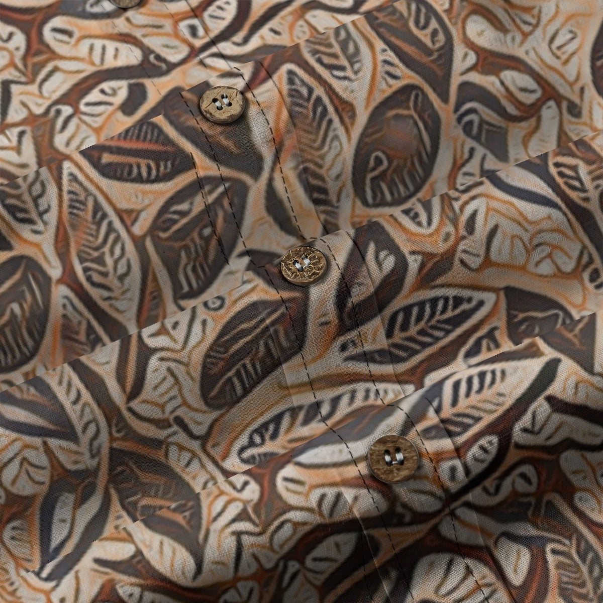 “Rustic Foliage “ Men's Casual Lapel Long Sleeve Shirt|125GSM Cotton