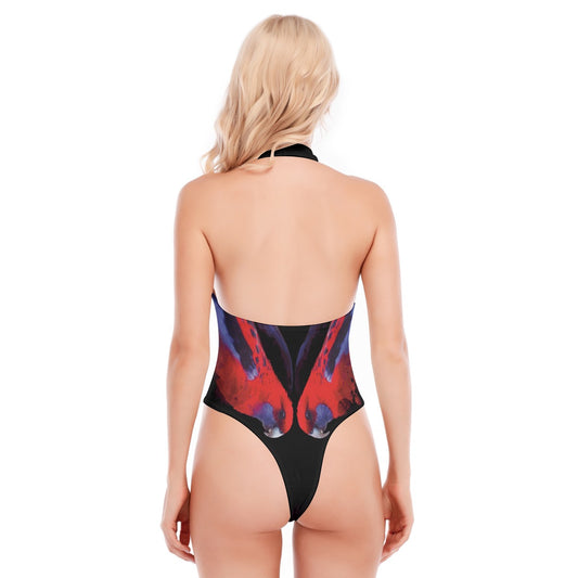 “Rosellas” Women's Backless V-neck Skinny Bodysuit