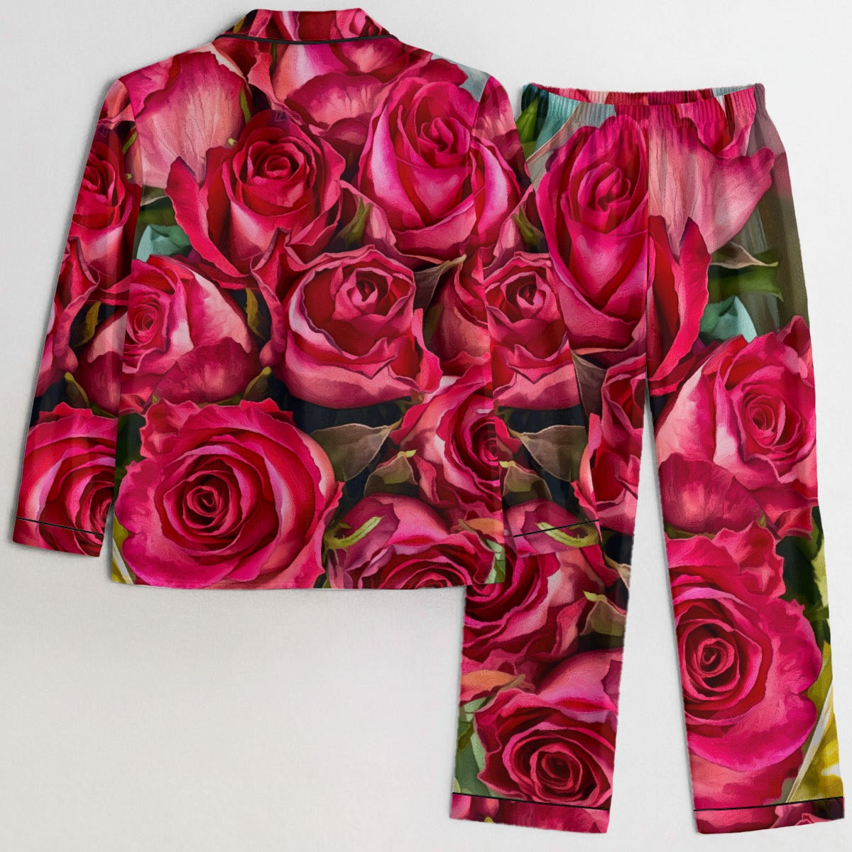 “Rose Red” Women's Satin Pajama Set