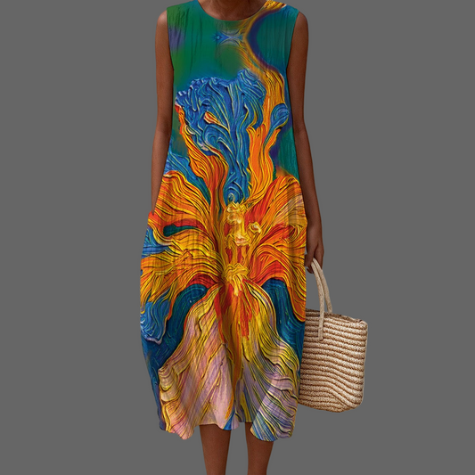 “Iris” Women's Sleeveless Dress|125GSM Slub Cotton