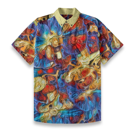 “Marbled Tide II” Men's Breathable Cotton Shirt|125GSM