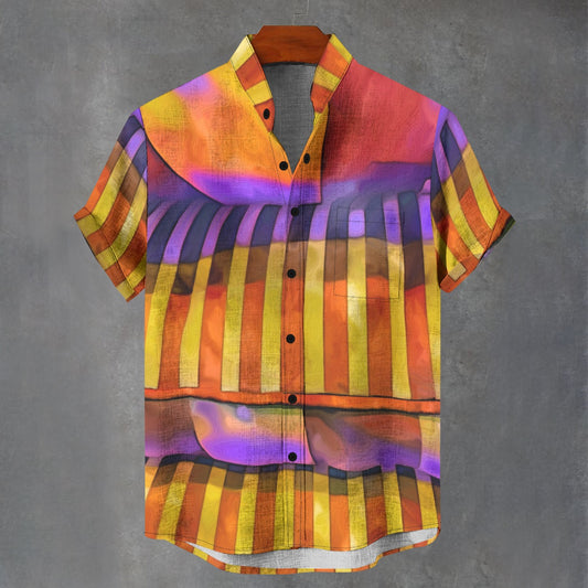 “Carnival” Men's Stand Collar Shirt|115GSM Cotton poplin