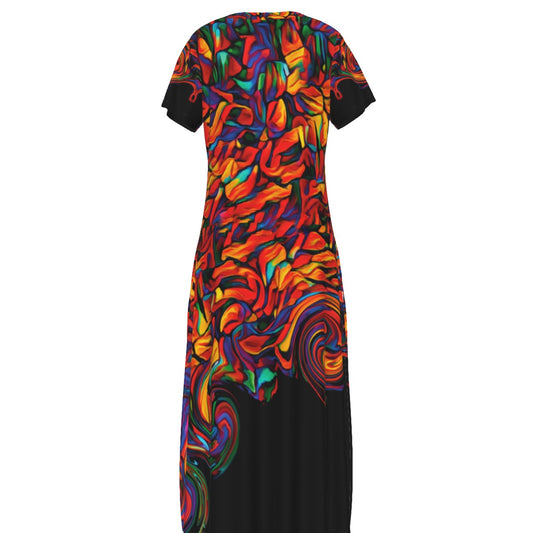 “Inferno” Women's V-neck Dress With Side Slit