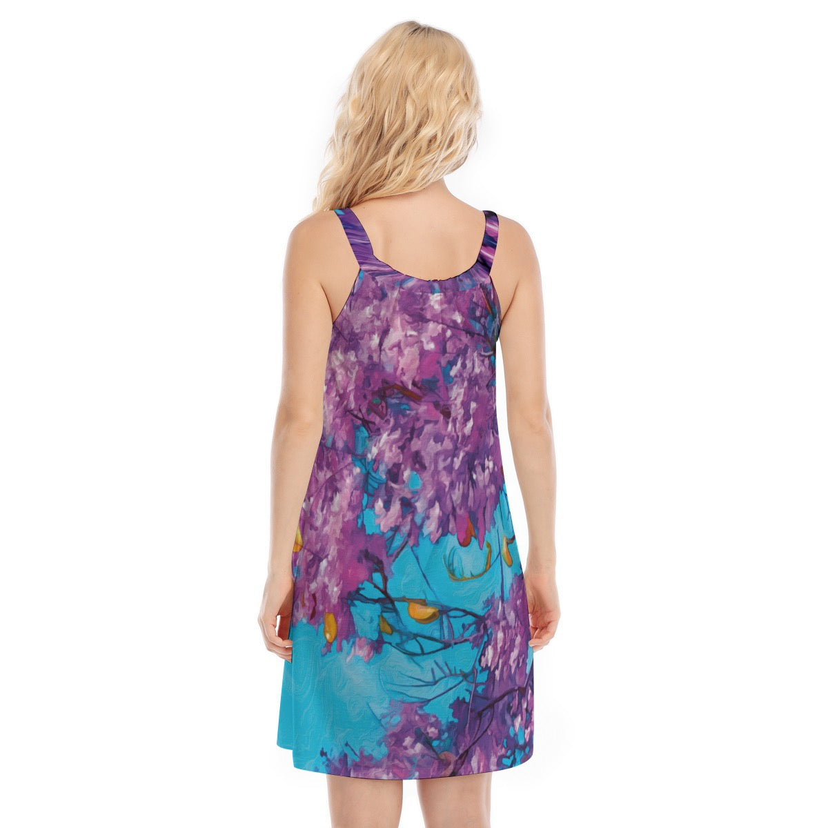 “Jacaranda Season” (Cobalt) Women's Sleeveless Cami Dress