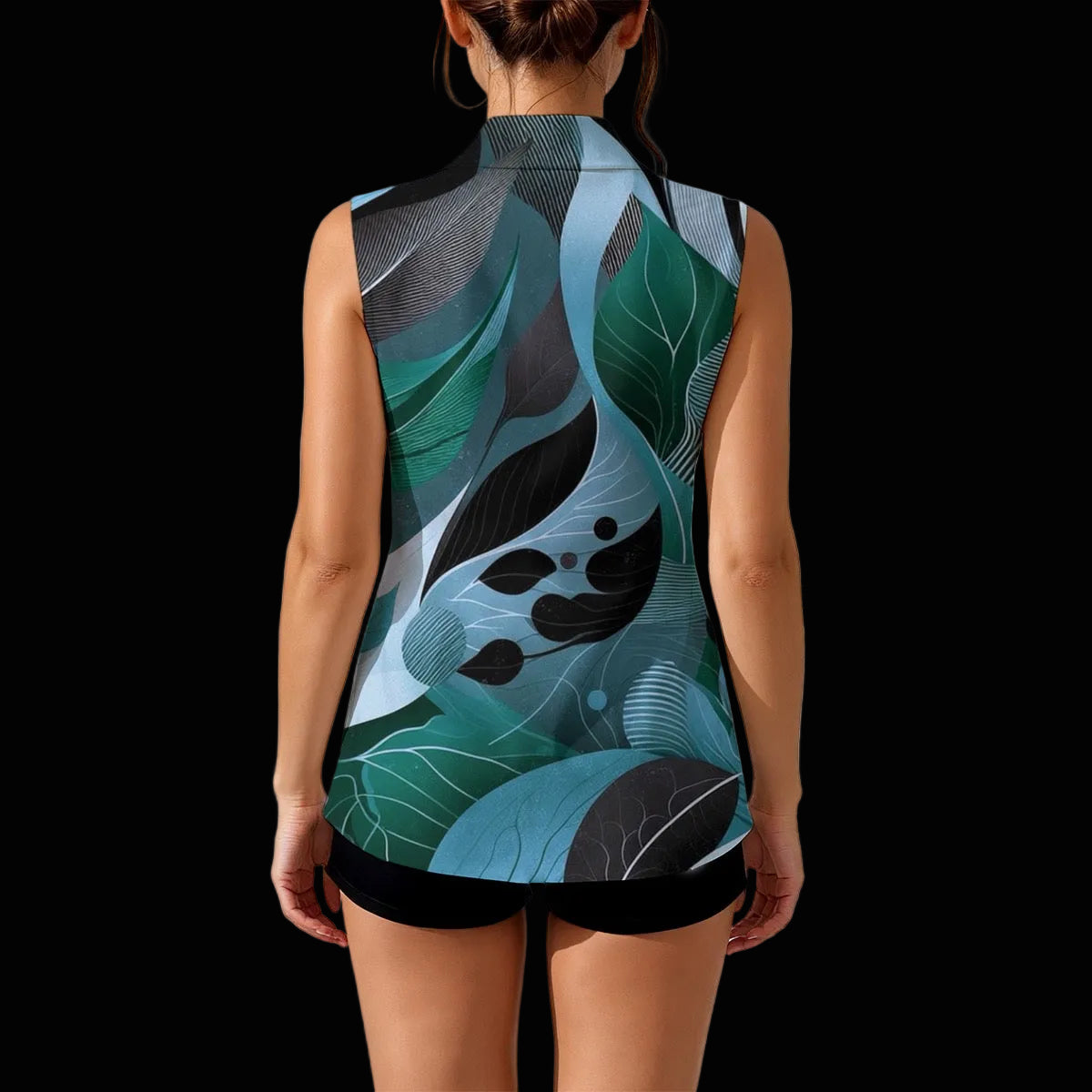 “Tangled Teal” Women's Sleeveless Blazer-Style Vest