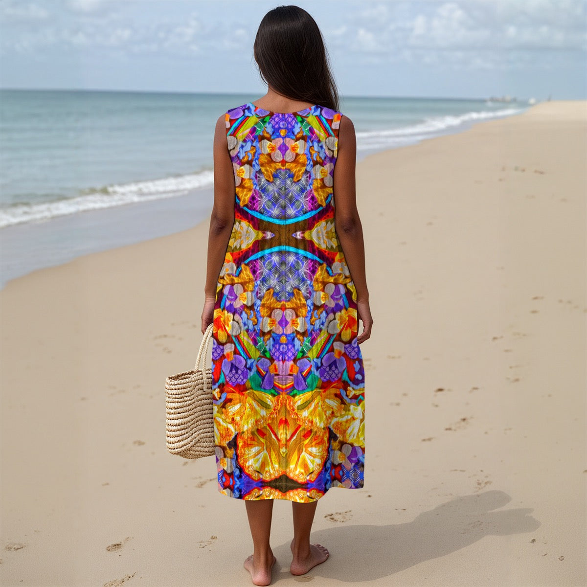 “Delirium” Women's Sleeveless Dress With Pocket|125GSM Slub Cotton