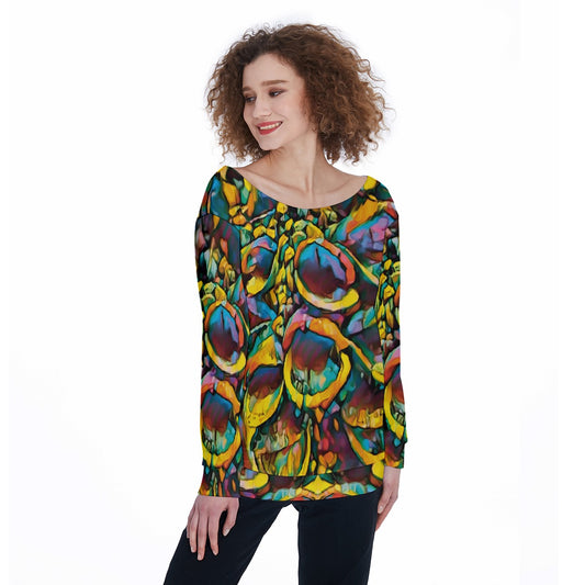 “Spectrum” Women's Off-Shoulder Sweatshirt