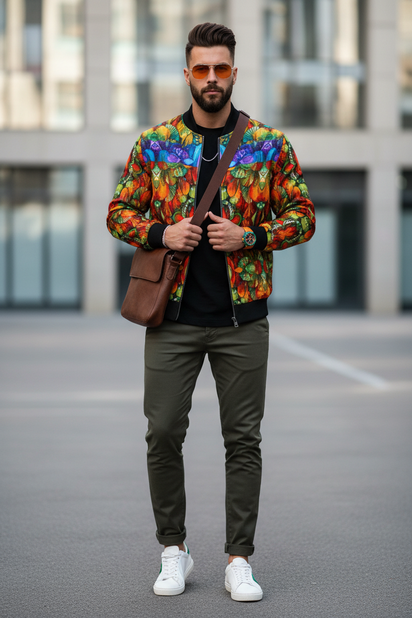 “Botanic Nebula” Men's Thick Knit Fleece Jacket