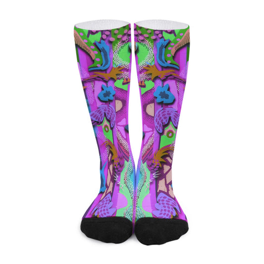 “Labyrinth “ : Purple Unisex Long Socks